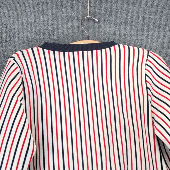 Orenda Women's Pullover Crop Sweater White Red Striped Small Crew Neck - Picture 6 of 13